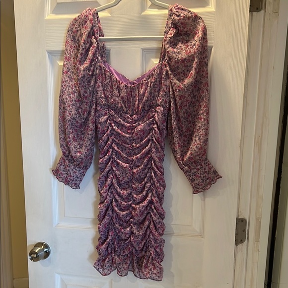Zara Dresses & Skirts - NWOT Zara Floral Ruched Pink Dress